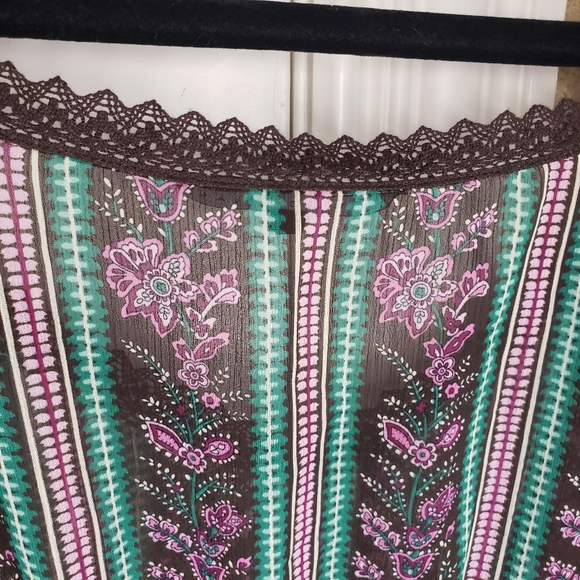Antonio Melani Floral Striped Sheer Boho Peasant Lace Top XS - Picture 5 of 6